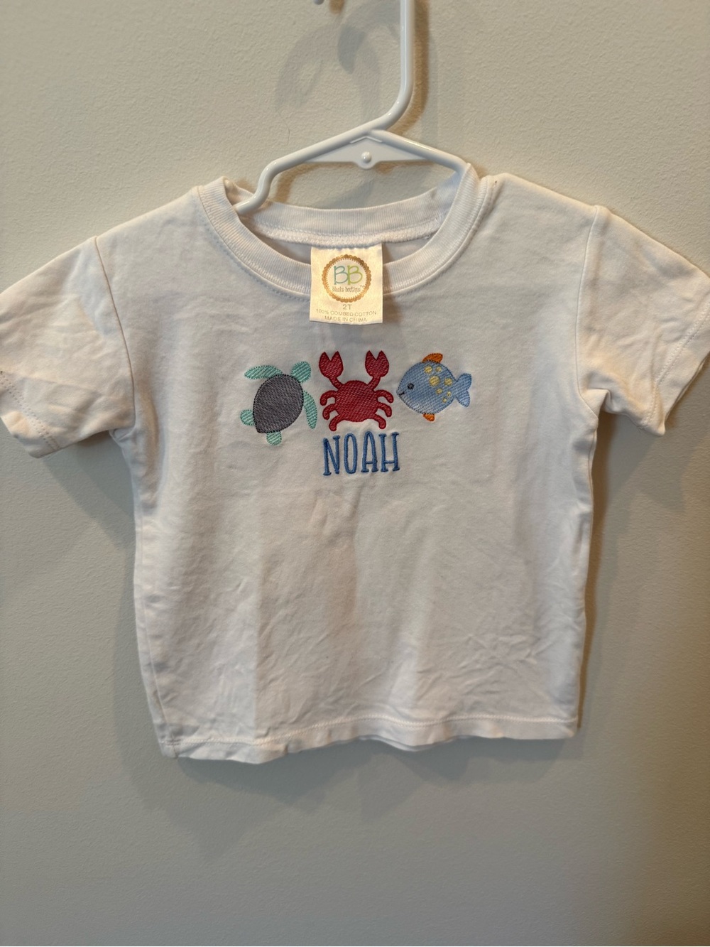 Blanks Boutique Boys 2T Personalized Noah Ocean Sea Life Embroidered Shirt